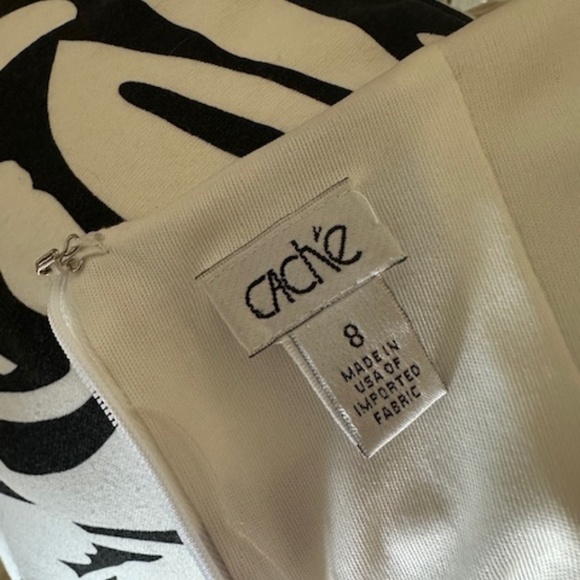 Cache size 8 Hawaiian print white and black party dress - Picture 10 of 12